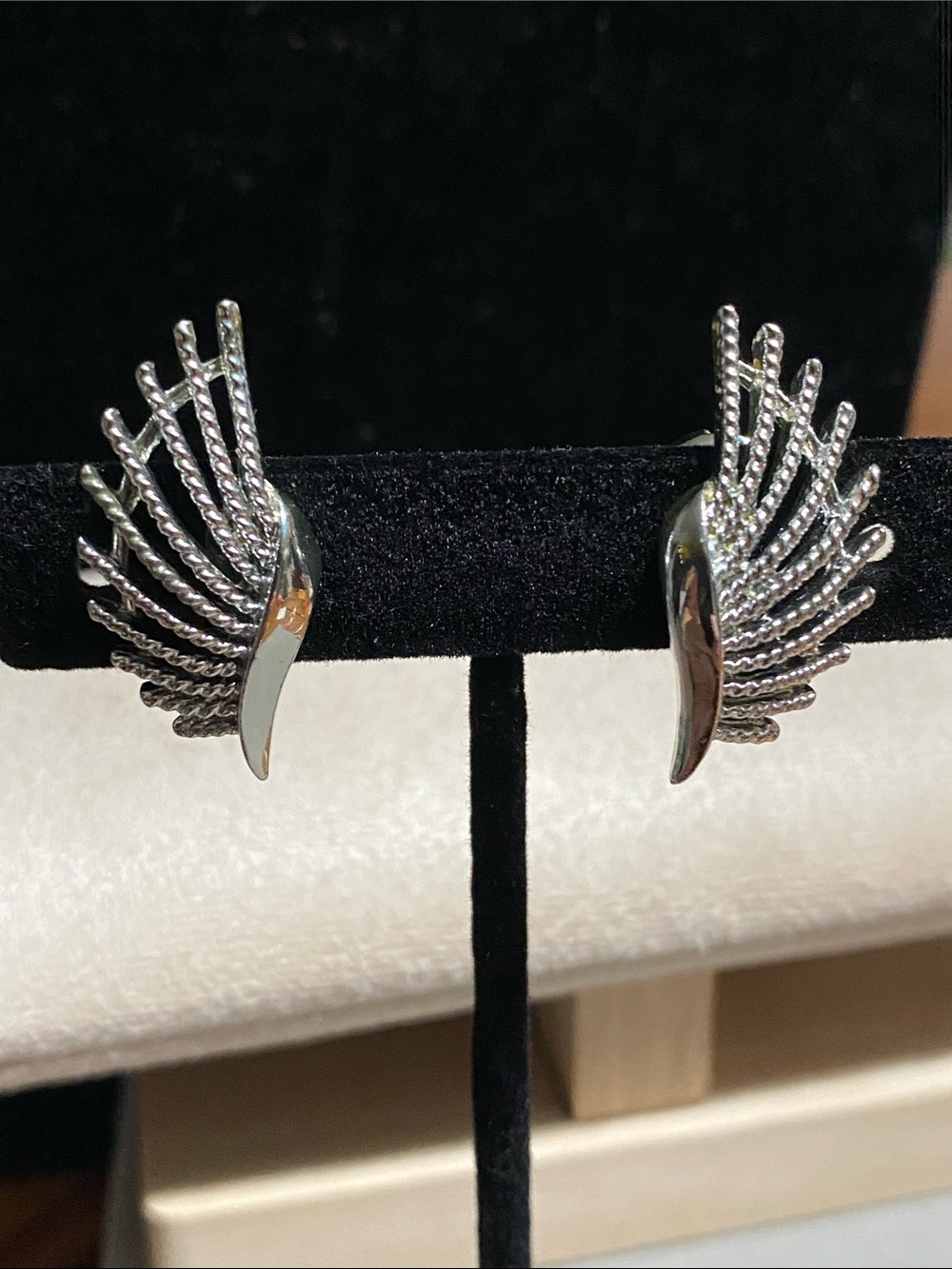 Coro Silver Winged Stud Earrings